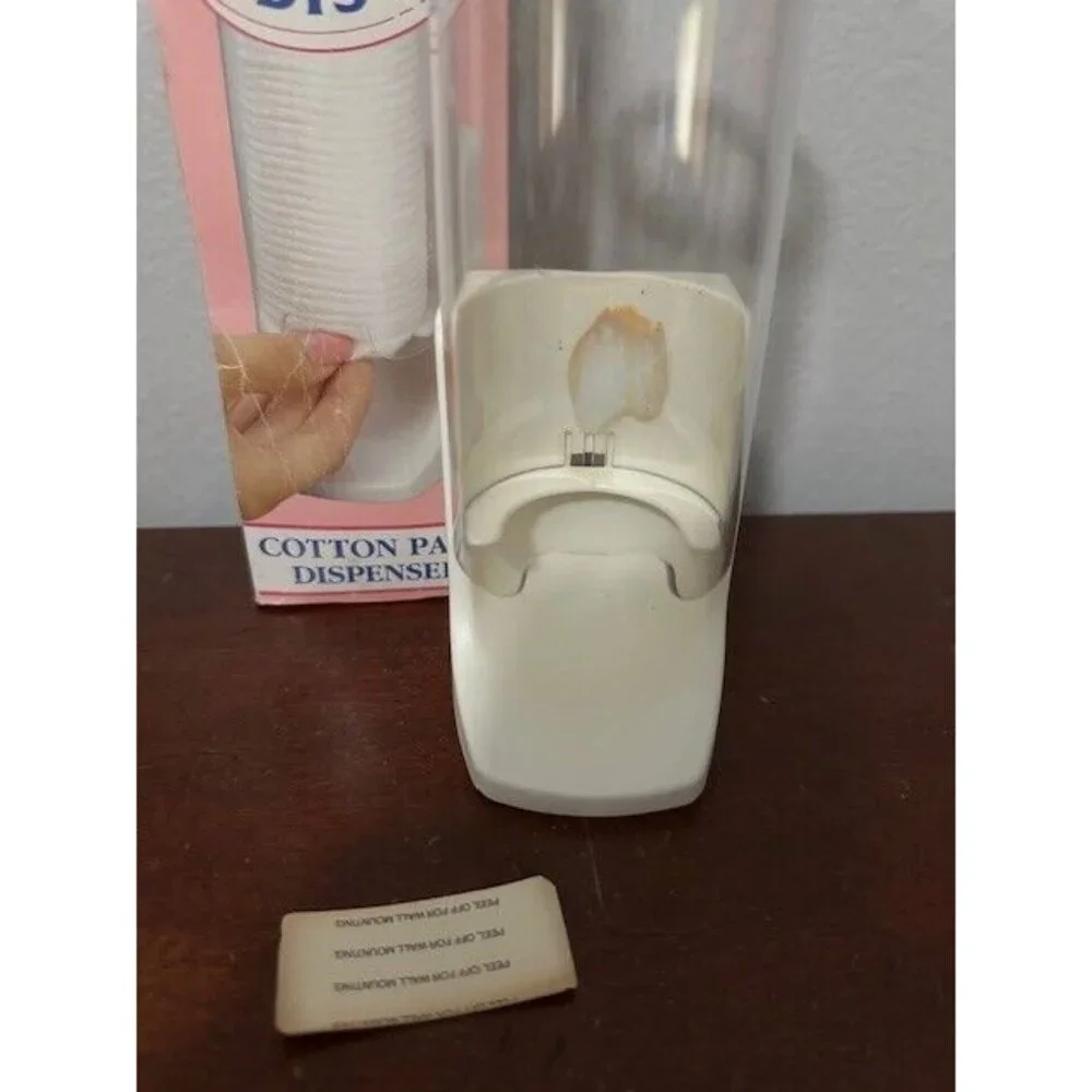 Dispens A Disc Vtg Cotton Rounds Pads Holder Dispenser Lid Makeup Remover NOS